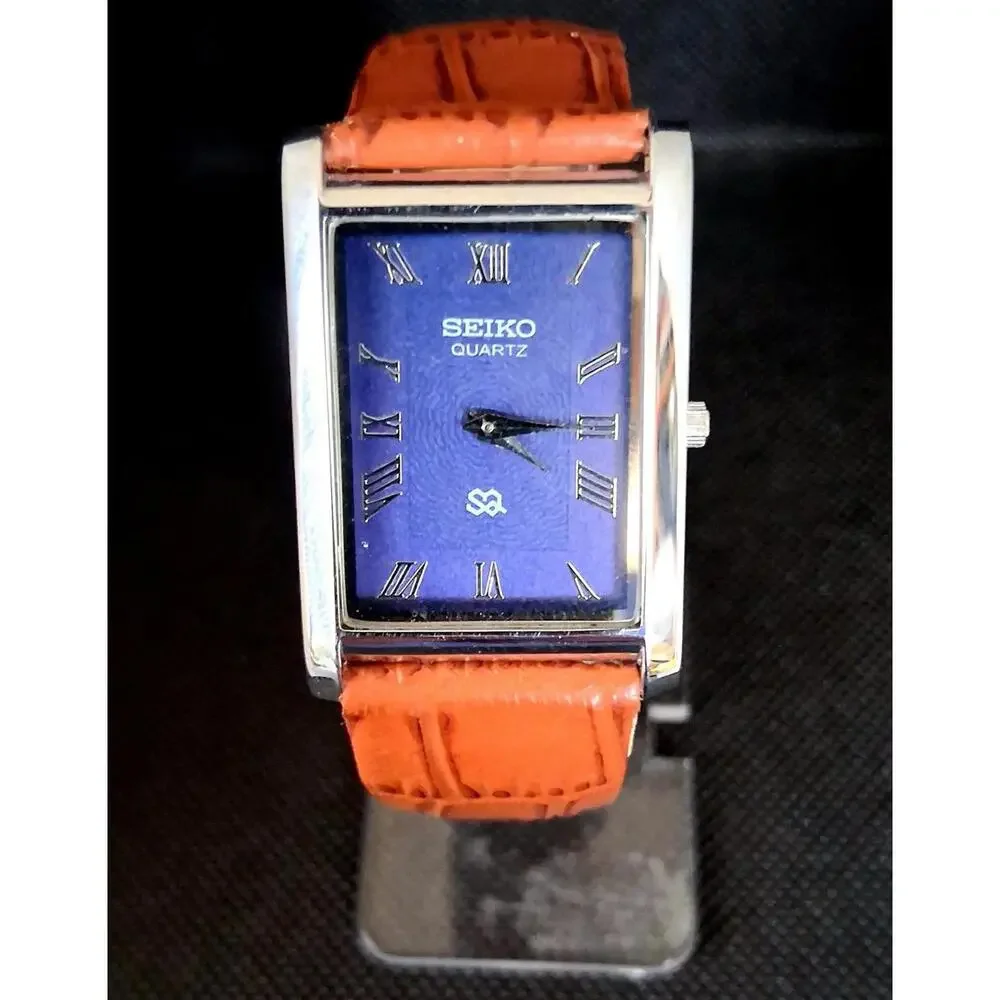 Men's‎ Vintage Seiko Tank Leather Wrist Watch RARE